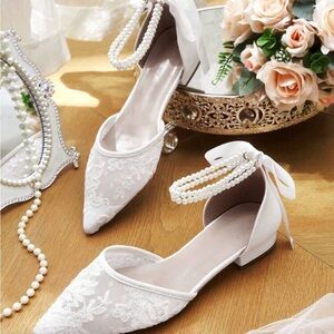 Bridal white flats shoes